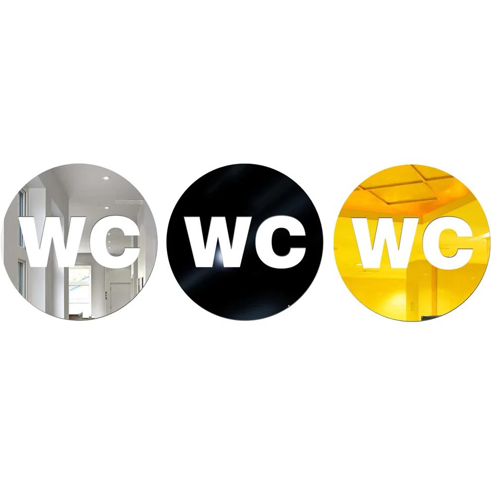 Акриловая 3D Зеркальная Наклейка на стену WC Туалет дверь вход знак DIY Наклейка Фреска