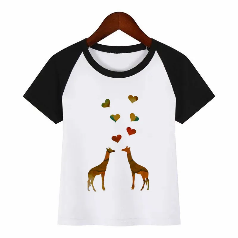 

Giraffe Diy Print T Shirt Funny Clothes Children Summer T-shirt Kids Fashion Clothing T Shirt Children Cartoon T-shirt