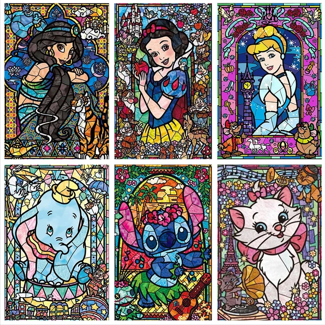 5D DIY Diamond Painting Cartoon Animal Princess Full Square Round  Embroidery Mosaic Set Cross Stitch Home Decor Art Gift Disney