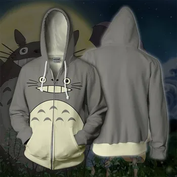 

Japanese Cartoon Lovely Style cosplay Totoro 3D printed zipper hooded sweatshirt for men women jacket costume
