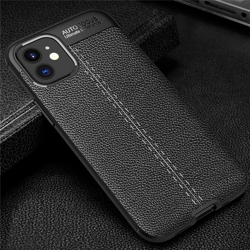 Для iPhone 12 чехол для Pro Capas противоударный бампер TPU кожаный Fundas 7 8 Plus SE2 Max Mini