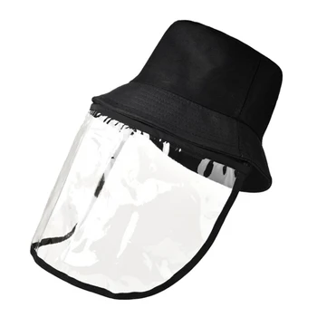 

Unisex Anti-spitting Hat Outdoor Removable Clear Cover Anti-Fog Baseball Cap Hat-Black 58cm