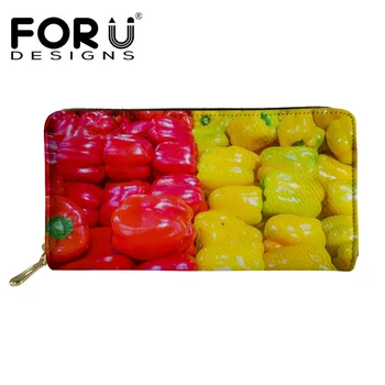 

FORUDESIGNS 3D Vegetables Pattern Long Women Wallet Ladies PU With Zipper Purse Female Elegnt Money Coin Bags Bolsa Femme