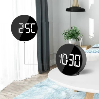 

LED Alarm Clock Voice Control Table Wake Up Light Electronic Large Time Temperature Display Home Decoration