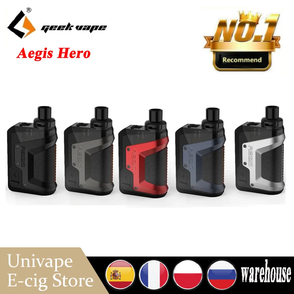 В наличии! 45 Вт Geekvape Aegis Hero Pod Mod Kit 0 42 дюймов Дисплей &amp 1200 мА/ч Батарея 4 мл Wi/ 0.4ohm/0.6ohm