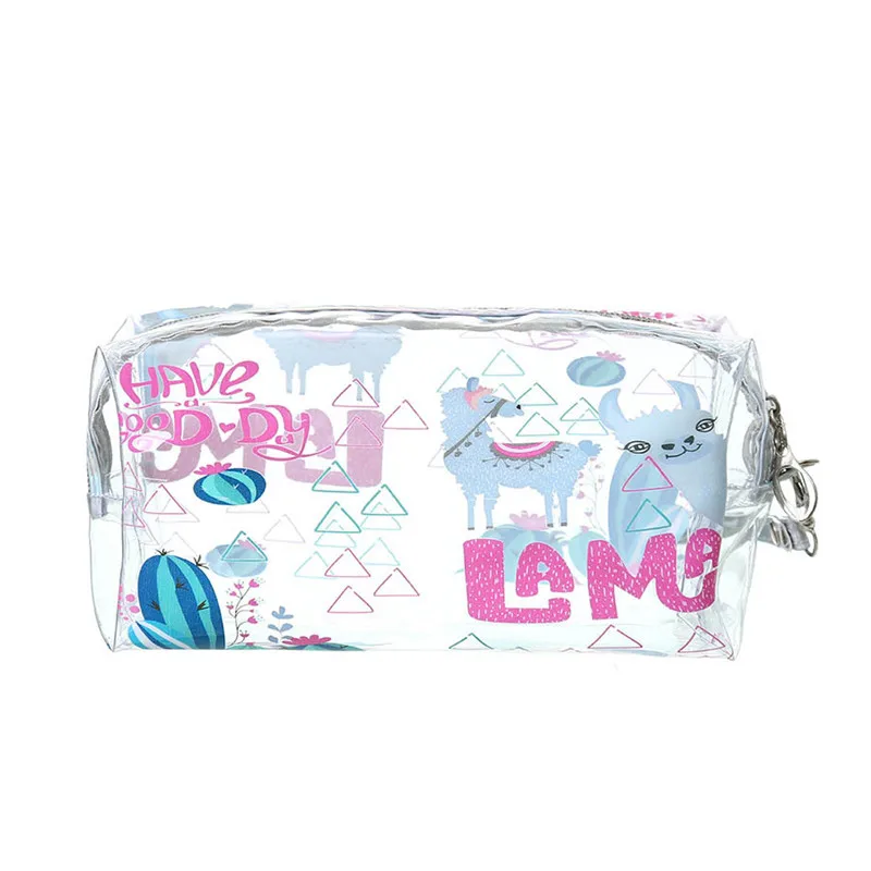 Unicorn Fire Balloon Alpaca Transparent Bag Large Capacity Pencil Bag Stationery Storage Organizer Pencil Case School Supply - Цвет: 02