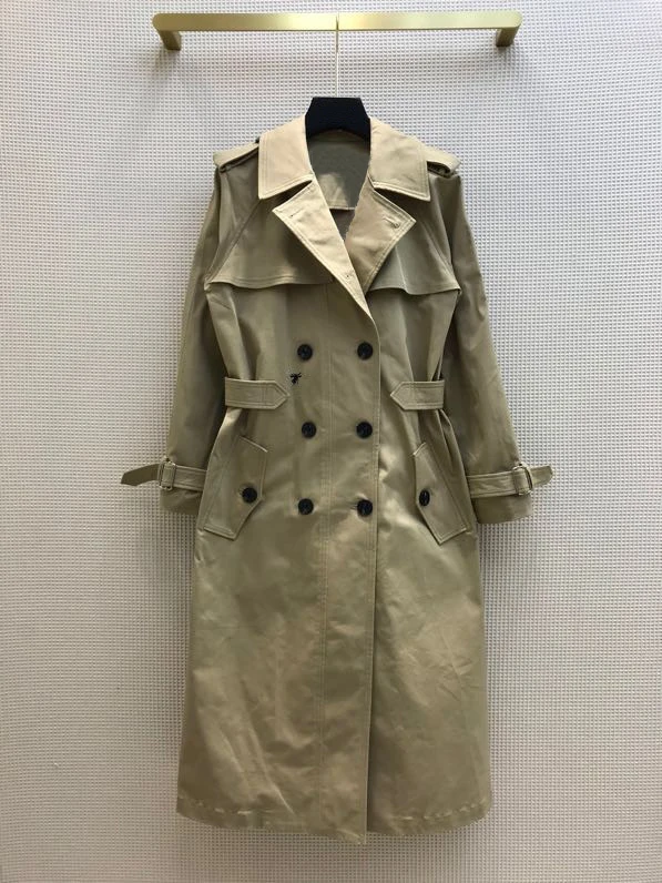 New with long bees in early autumn the  version of its  embroidery double breasted over the knee dust coat womens parka Coats & Jackets