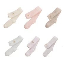 Новые зимние женские теплые однотонные длинные носки коралловые бархатные флисовые повседневные женские пушистые домашние носки-Тапочки