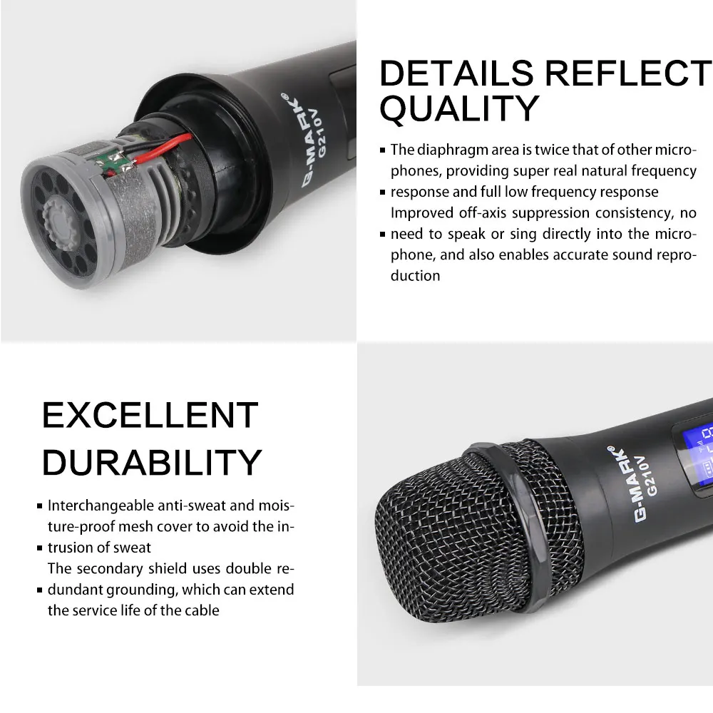 G MARK G210V Беспроводной микрофон Профессиональный 2 Каналы караоке для вечерние