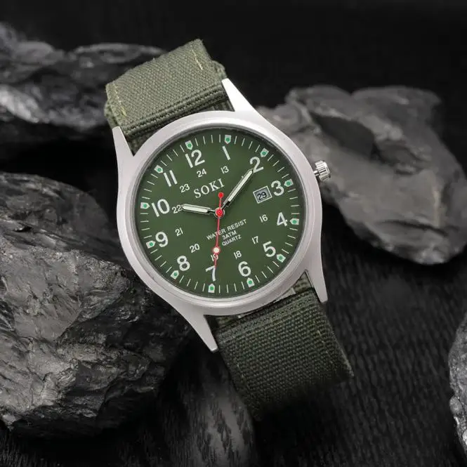 2021 reloj de las mujeres de los hombres de la moda reloj de correa de Nylon reloj militar reloj hombres reloj verde de los hombres reloj deportivo reloj de cuarzo Casual