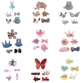 

5PCS Cute Pet Grooming Floral Solid Cotton Bow Flower Hairpins Butterfly Hair Clips Hair Barrette for Girls Dog Kitten Puppy