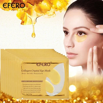 

EFERO 5pair=10pcs Gold Crystal Collagen Eye Mask Eyelid Pads Anti Wrinkle Eye Patches Cream Dark Circle Remover Repair Fine Line