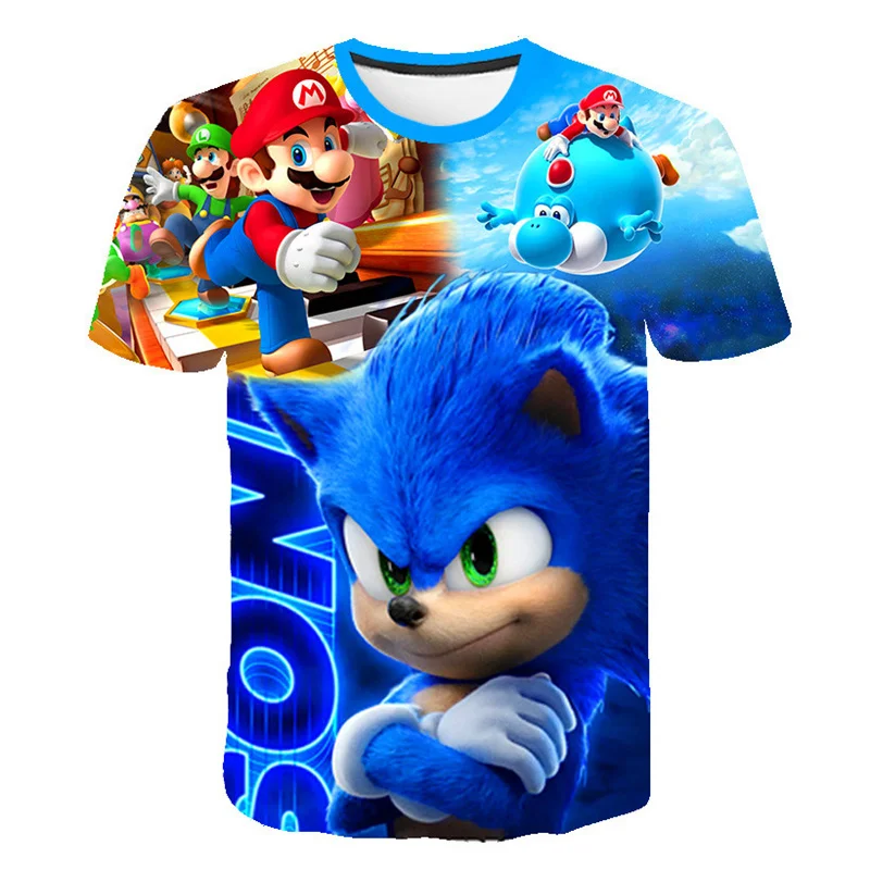 Детская футболка Sonic 3D-печать для мальчиков и девочек одежда Harajuku | Мать ребенок