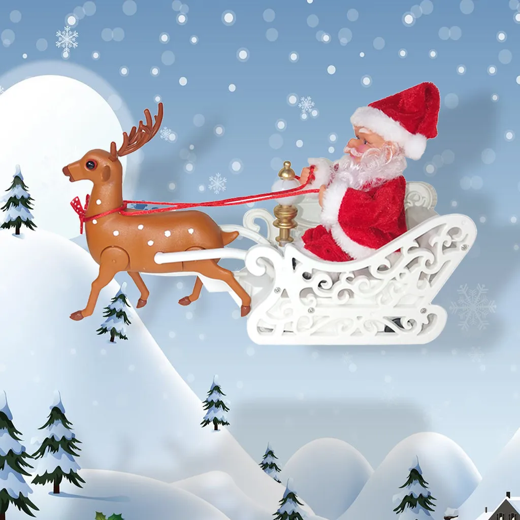 Рождественская электрическая игрушка олень сани олень автомобиль подарки Санта Клаус Лось сани кукла музыка электрический автомобиль подарок Рождественский Декор adornos de navidad