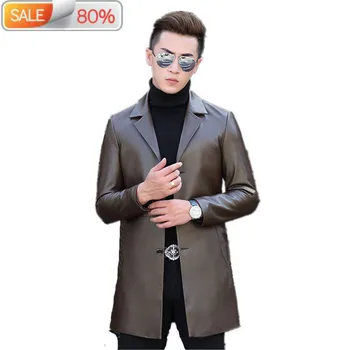 

Mens Genuine Autumn Winter Jacket Windbreaker Coat Men Sheepskin Leather Jackets T-01-1703 ND769