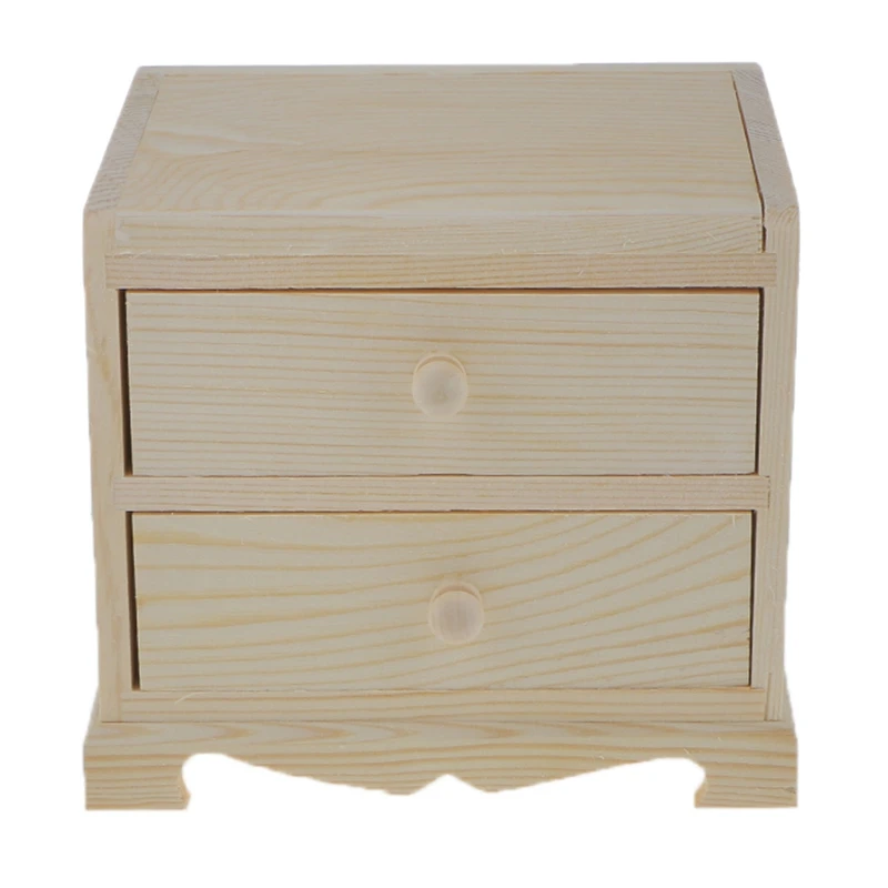 

Wooden Jewelry Storage Box 2 Drawers with Mirror for Arts Crafts Necklace Bracelet Bangle Earrings Charms