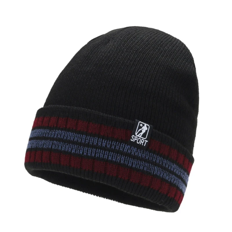 Мужская и Женская эластичная Вязаная Шапка-бини с манжетами, зимняя шапка с плюшевой подкладкой для сноуборда, катания на лыжах, катания на коньках