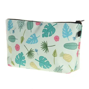 

Cosmetic Storage Bag Printing Green Leaf Makeup Bag Fashion Women Organizer Bag Travel Toiletry Case Small Shower Zipper Pouch