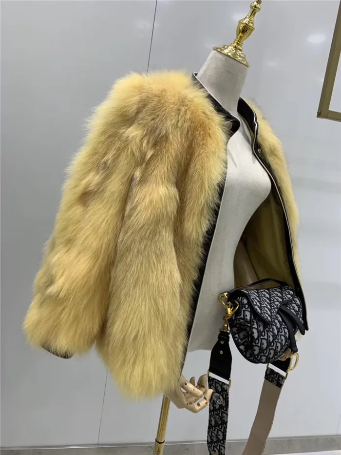 Abrigos mujer invierno шуба из натурального Лисьего меха женская зимняя короткая Повседневная мотоциклетная Лоскутная куртка из натуральной кожи Верхняя одежда