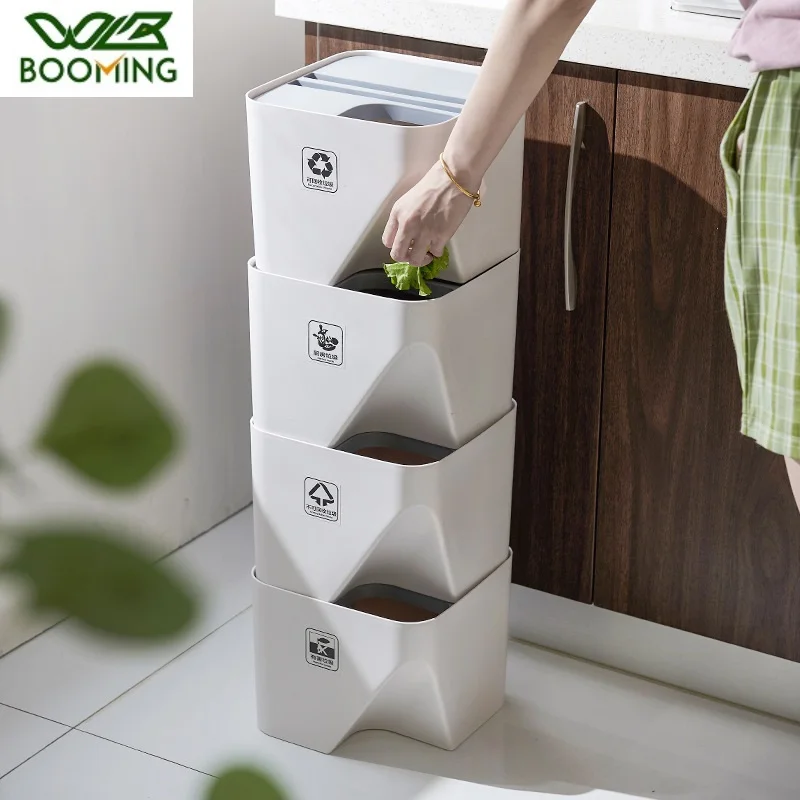WBBOOMING, пластиковая классификация, мусорная корзина, кухонный мусорный бак, корзина для утилизации, Сортировочная коробка для мусора, ящик для сухого и влажного мусора для ванной комнаты