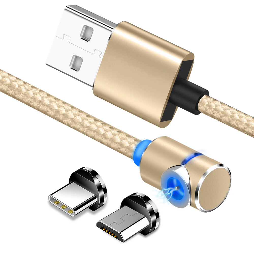 Магнитный Micro USB кабель, 1 м, 2 А, для Xiaomi Redmi, Тип C, Android, штепсельный кабель для huawei Honor, алюминиевый локоть, магнитный кабель для зарядки