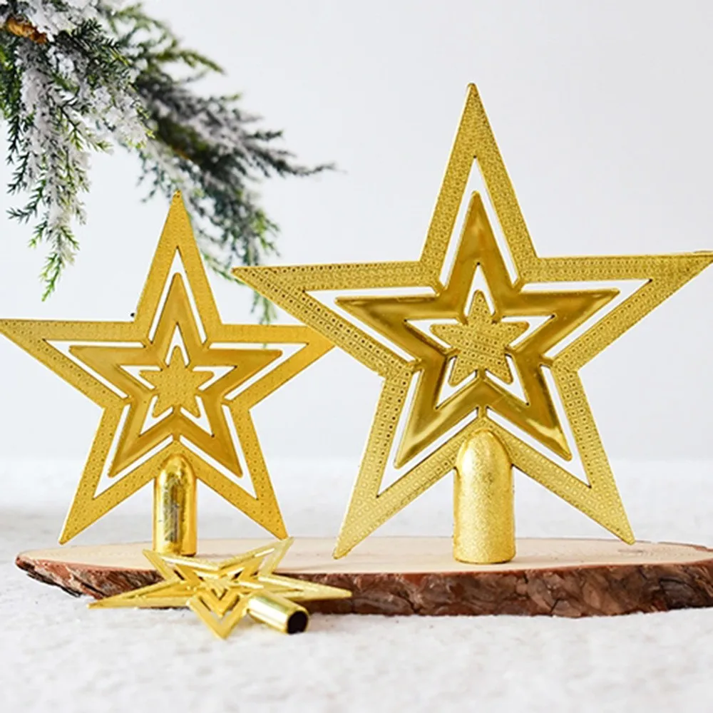 Опциональные украшения на верхушку ели рождественской елки пластиковые ПВХ пятиконечная звезда для домашняя Рождественская вечеринка украшения 3 размера