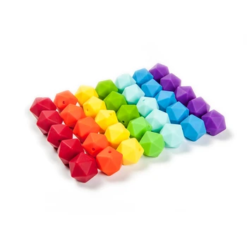 

Cute-idea 17mm Icosahedron Silicone Beads 1000pcs Food Grade Baby Teething Beads DIY baby products Toy Infant Pacifier Chain