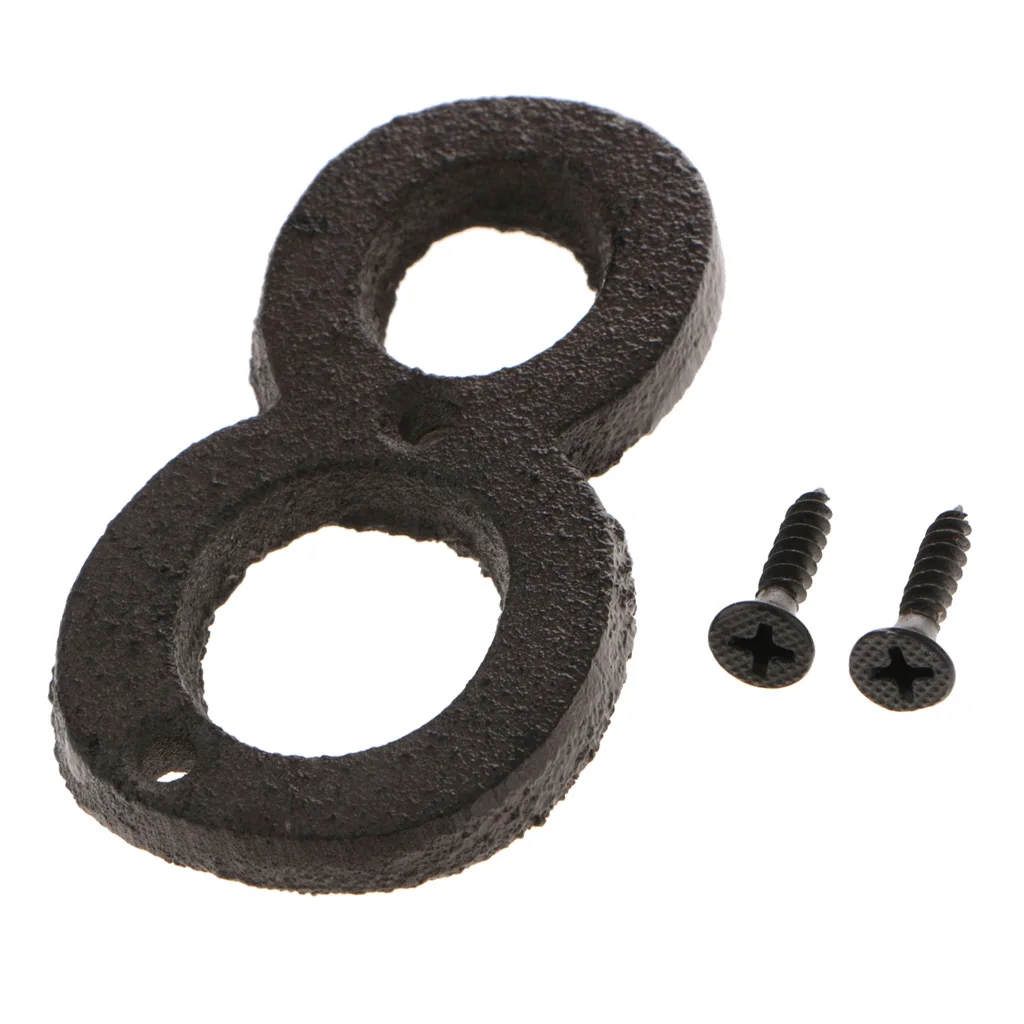 Wrought Iron Black Antique House Office Door Numbers Sign Plaque Craft 8