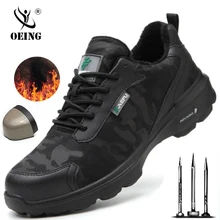 Г. Новые мужские рабочие ботинки со стальным носком для женщин, легкая, бархатная, сохраняющая тепло противоскользящая защитная обувь