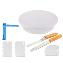 11 Inch Plastic Cake Turntable Rotating Cake Plastic Dough Knife Decorating Cream Cakes Stand Cake Rotary Table Hot Sal