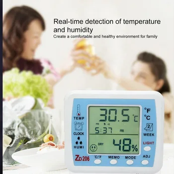 

Automatic Electronic Temperature Humidity Monitor Clock ZD208 Thermometer Hygrometer Gauge Indicator Indoor Weather Station