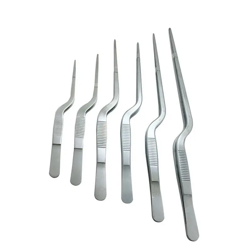

Multiple specifications Professional Chef Plating Tweezer Tongs Serving Presentation Stainless Steel Offset Chef Kitchen Tool