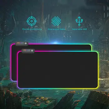 

RGB Colorful Extended Mouse Pad LED Gaming Keyboard Pad Mat For PC Laptop USB Interface Enables Led Mouse Pad Wireless Charging