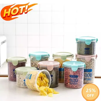 

PP Food Storage Box Transparent Plastic Storage Jar With Lid Det Kitchen Plastic Food Sealed Preservation Jar Container