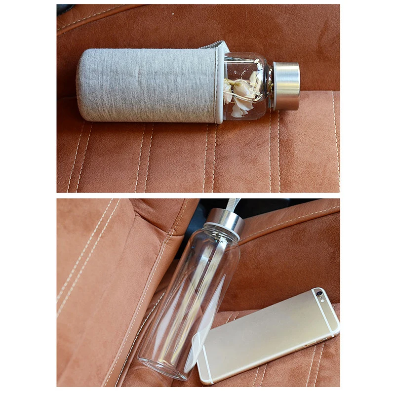 Hot 550ML Outdoor Portable Insulate Glass Water Bottle Juice Tea Milk Bottle Cup Mug L99