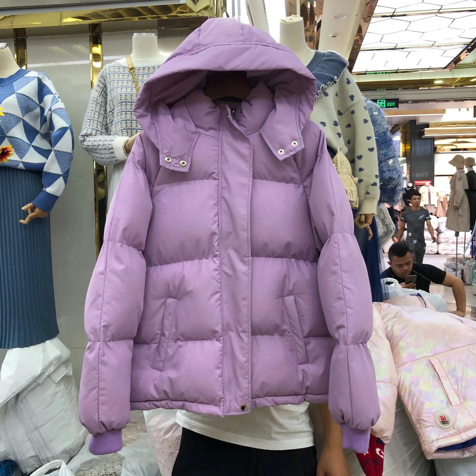 Женская короткая хлопковая куртка зимняя куртка пальто с капюшоном свободная BF Студенческая куртка однотонная парка Manteau Femme Hiver
