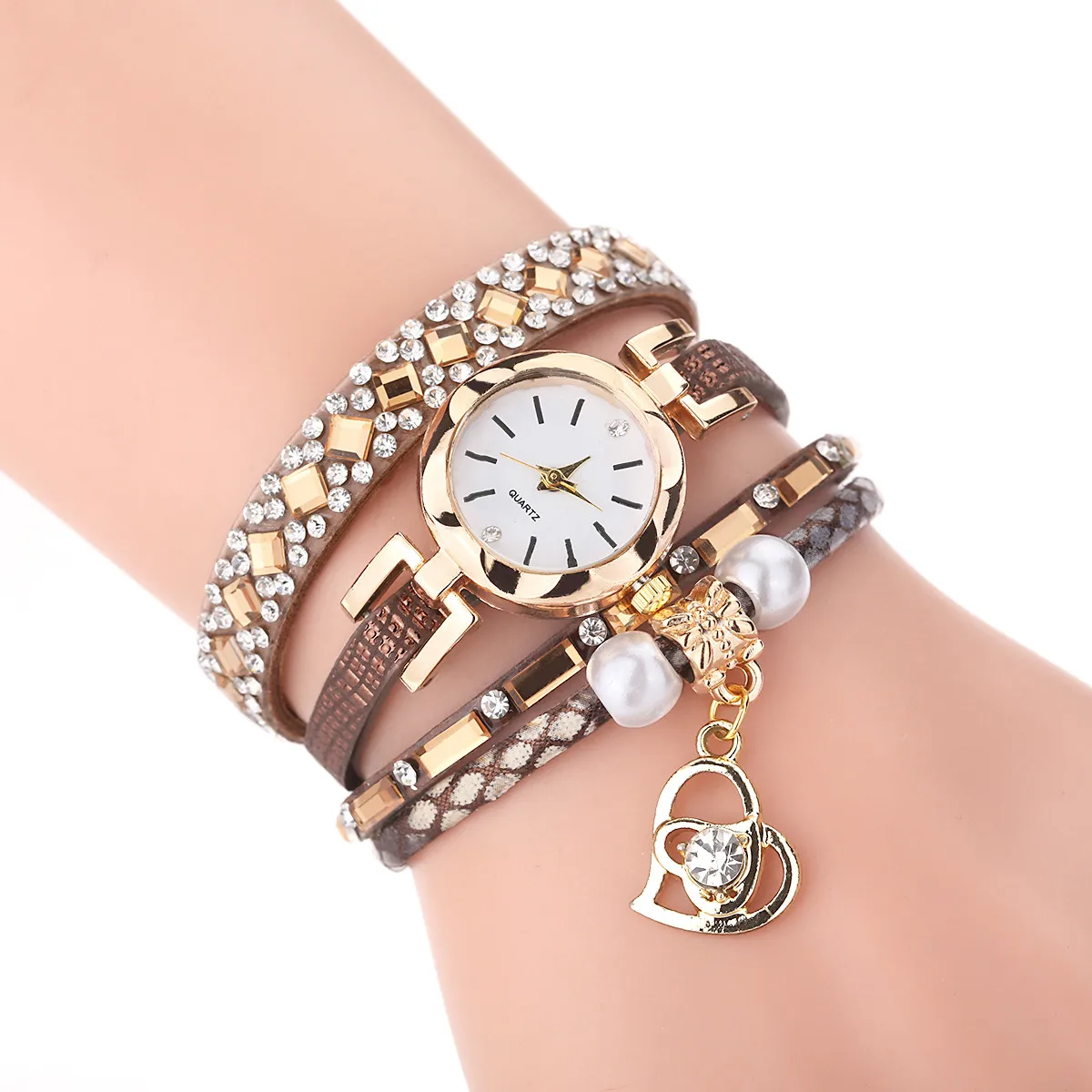 Женские часы-браслет с петлей женские наручные часы relojes mujer винтажные блестящие часы с жемчужным браслетом и циферблатом Аналоговые кварцевые наручные часы