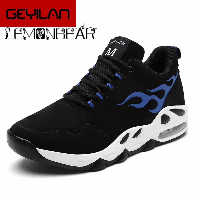 

Latest popular men's casual shoes high-top air lightweight anti-collision totem wings black thick bottom flat sports Sneakers