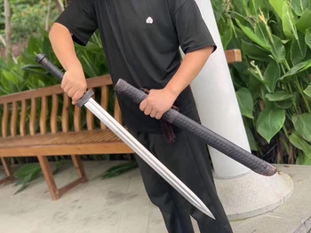 

Double Edge Sharp High Carbon Steel Chinese KungFu/WuShu Dao Sword Leather Scabbard Qing Dynasty Style Saber Jian