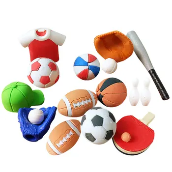 

50Pcs Football Basketball Shaped Eraser Creative Rubber Eraser Kids Stationery Eraser (Mixed Style)