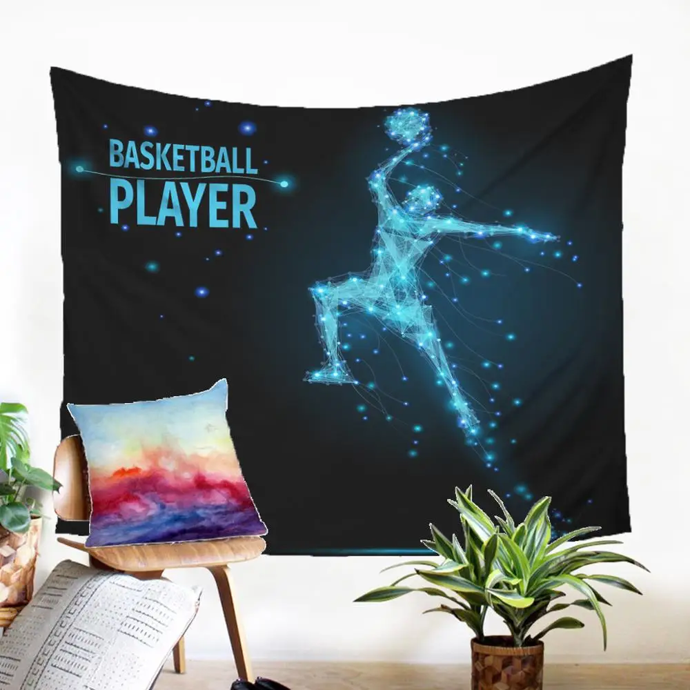 

Large Tapestry Fabic Sports Wall Hanging Basketball Motif Gobelin Decoration For Modern Home Farmhouse Decor Dorm Adornment
