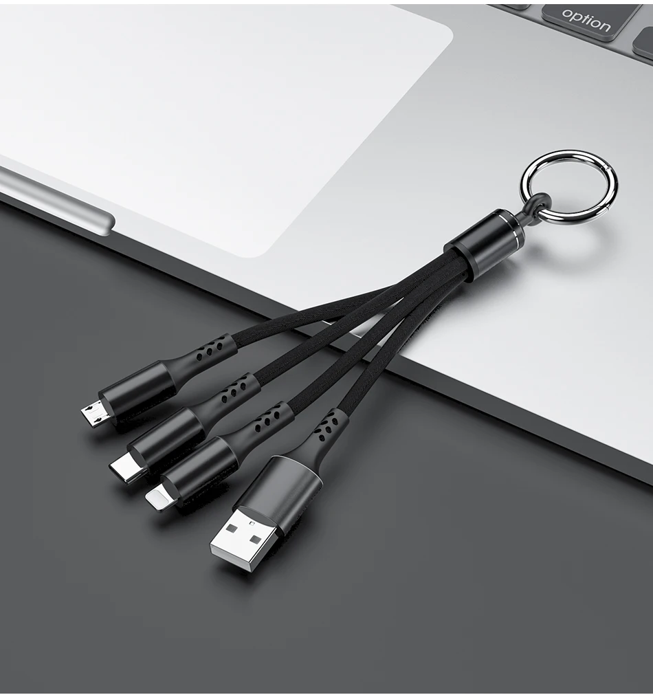 Портативный 3 в 1 USB кабель брелок короткий Micro usb type C мульти зарядный кабель для iPhone Xiaomi huawei Быстрая зарядка телефонный шнур