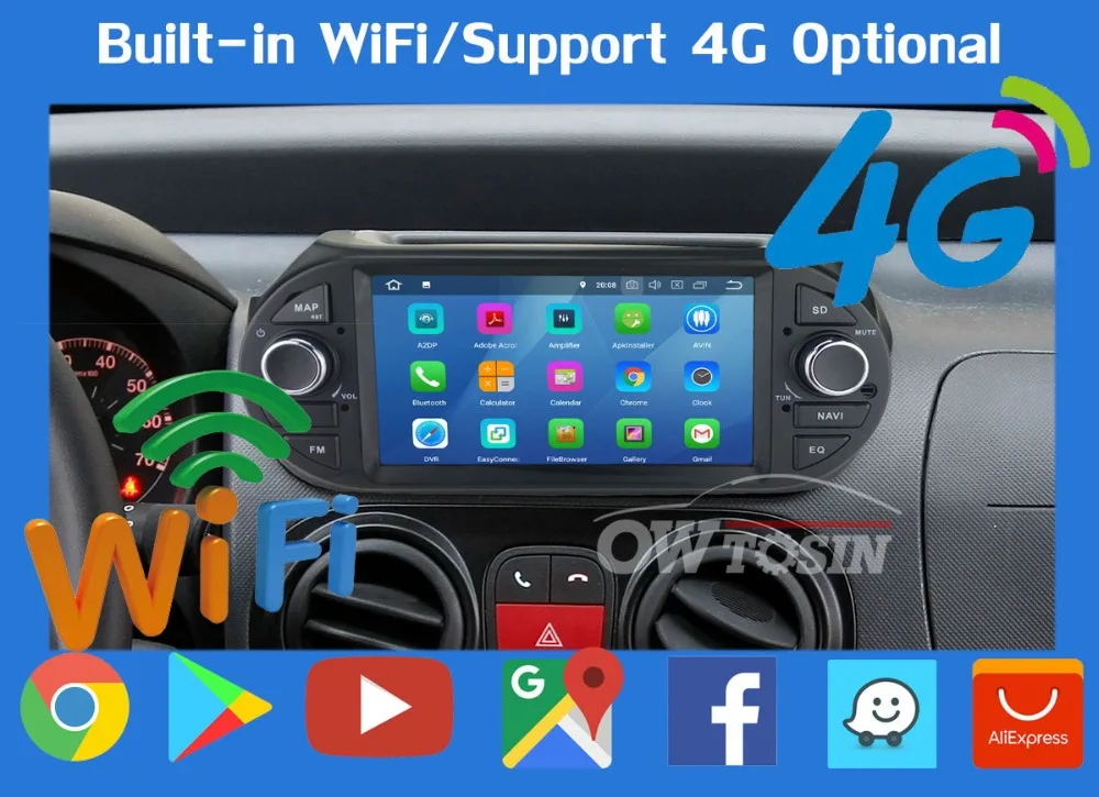 5 USB Port PX6/Octa Core Android 9.0 Car DVD Player For FIAT Fiorino/Qubo Citroen Nemo/Peugeot Bipper Car Radio GPS DSP