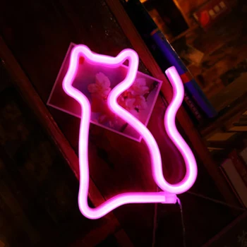 

USB Battery Operated LED Signs Neon Light Kids Room Party Cat Shaped Table Home Wedding Low Voltage Gift PC Wall Decor Bedroom