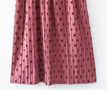 Pleated polka dots belt skirt saia autumn winter - Цвет: Красный