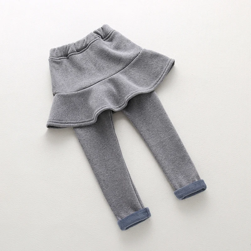 Леггинсы для девочек зимние теплые Детские утепленные штаны хлопковые детские флисовые брюки для маленьких девочек, леггинсы штаны для малышей kirt серый - Цвет: ltgrey