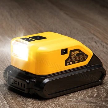 

High quality Portable LED Light Working Lamp with two USB port converter For Dewalt 14.4V 18V 20V Li-ion Battery DCB181 DCB200