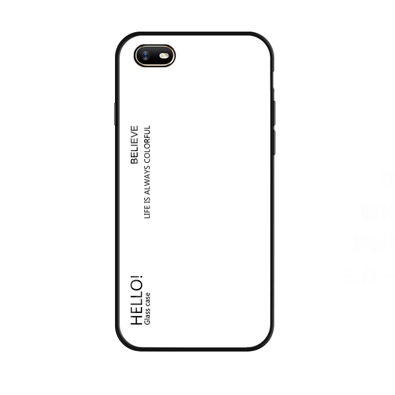 Для Oppo A1K задняя крышка для телефона 6," Модный плавный Сменный стеклянный чехол для телефона для Oppo Realme C2 силиконовый бампер с полной защитой - Цвет: Белый