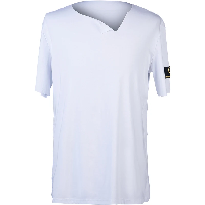 New Latin Dance Tops Black/White Shirts Adult Latin Dance Dress Men's Modern Dancing Irregular Collar Men's T-Shirt BL2727