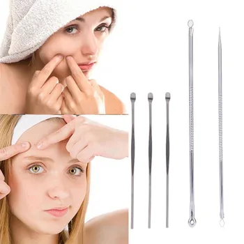 

5PCS Skin Care Stainless Steel Blackhead Facial Acne Spot Blackhead Acne Blemish Pimple Extractor Spoon Ear Wax Clean Tools